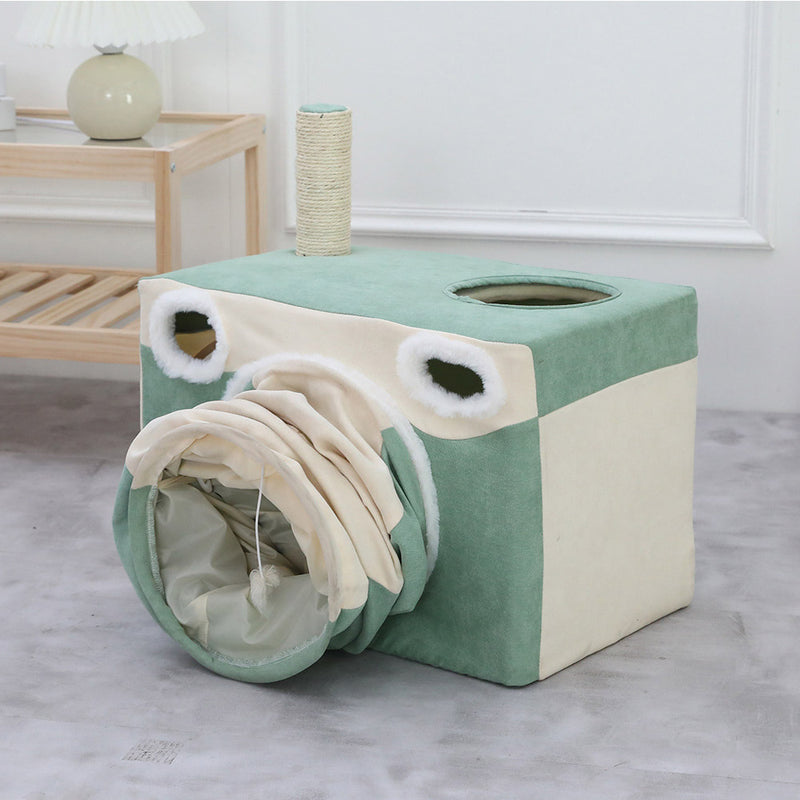 PAWS ASIA Manufacturer Sisal Cute Camera Shape Washable Foldable Cat Tunnel Toy Bed House