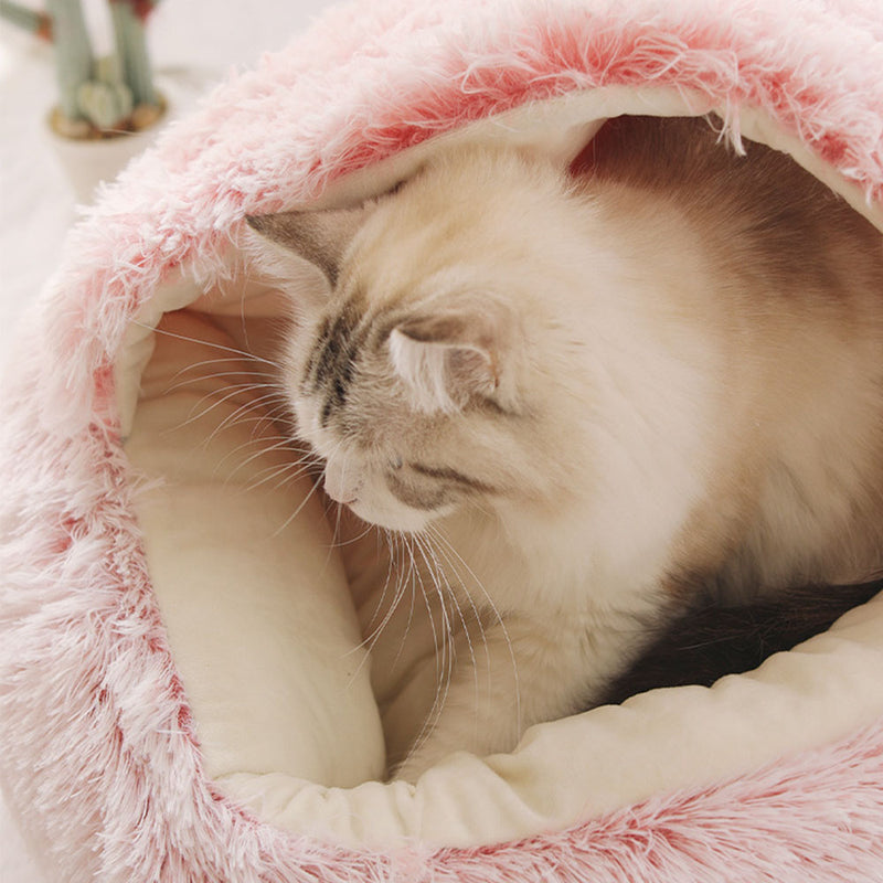 PAWS ASIA Suppliers New Stylish Hot Sale Indoor Cute Plush Soft Luxury Pet Nest Cat Bed With Blanket Cover
