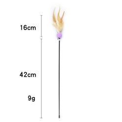 PAWS ASIA Factory Low Moq Hot Stylish Plastic Durable Fancy Feather Toy Cat Wand With Bell