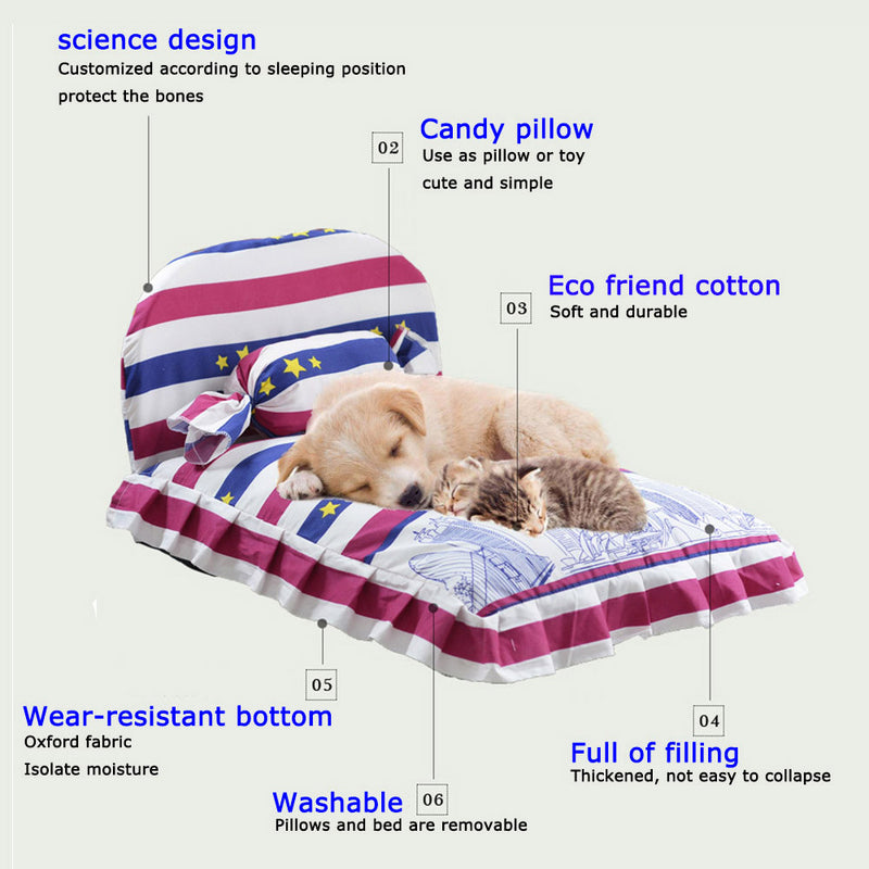 PAWS ASIA Wholesale Washable Fancy Personalized Breathable Cute Dog Bed With Blanket And Pillow