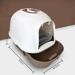 PAWS ASIA Manufacturers Brown Large Space Enclosure Cat Litter Box With Drawer And Shovel Pet Toilet