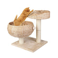 PAWS ASIA Amazon Best Sell Deluxe Natural Sisal Scratching Rattan Plush Tree Bed2