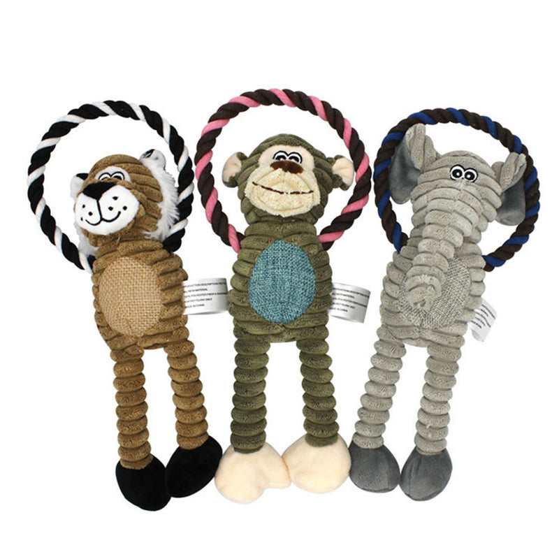 PAWS ASIA Factory Eco Friendly Squeaky Interactive Plush Small Animal Cotton Rope Dog Toys