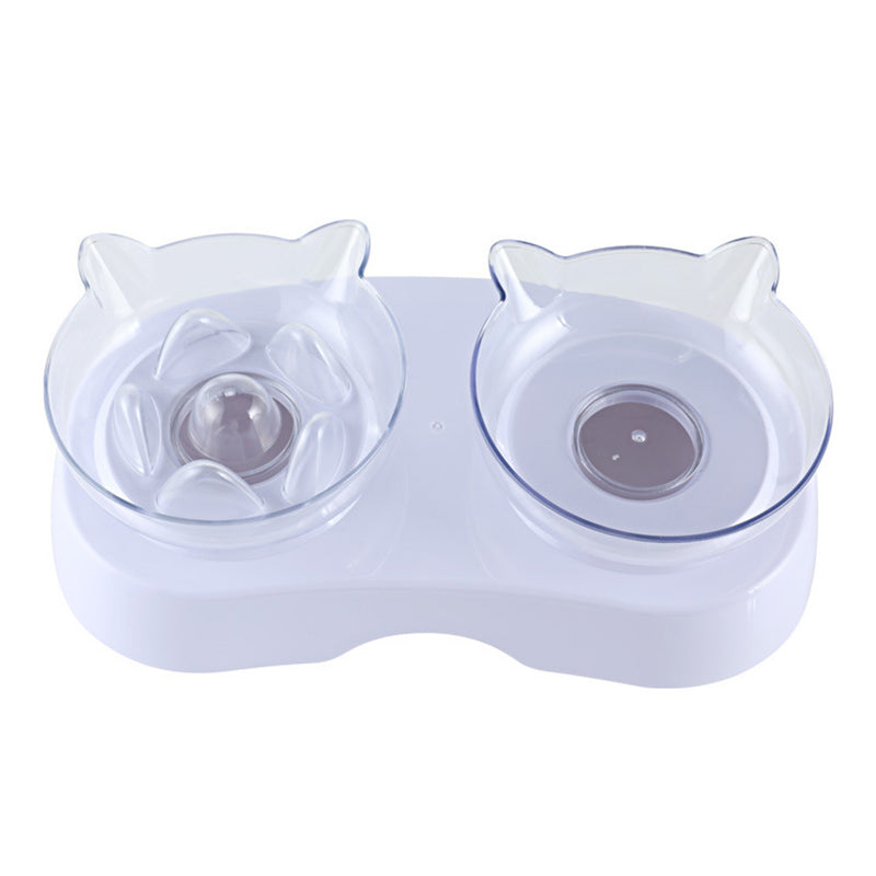 PAWS ASIA Manufacturers Plastic Luxury Elevated Slow Feeder Transparent Double Cat Bowl Dog