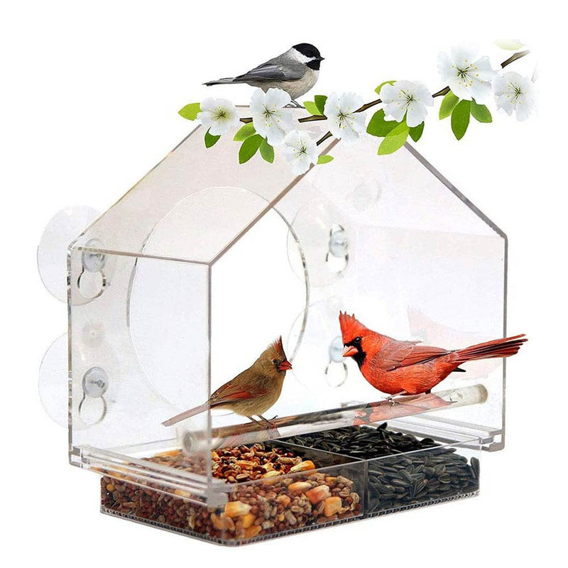 PAWS ASIA Suppliers Large Acrylic Outdoors Suction Cups Hang Bird Feeder House With Stand