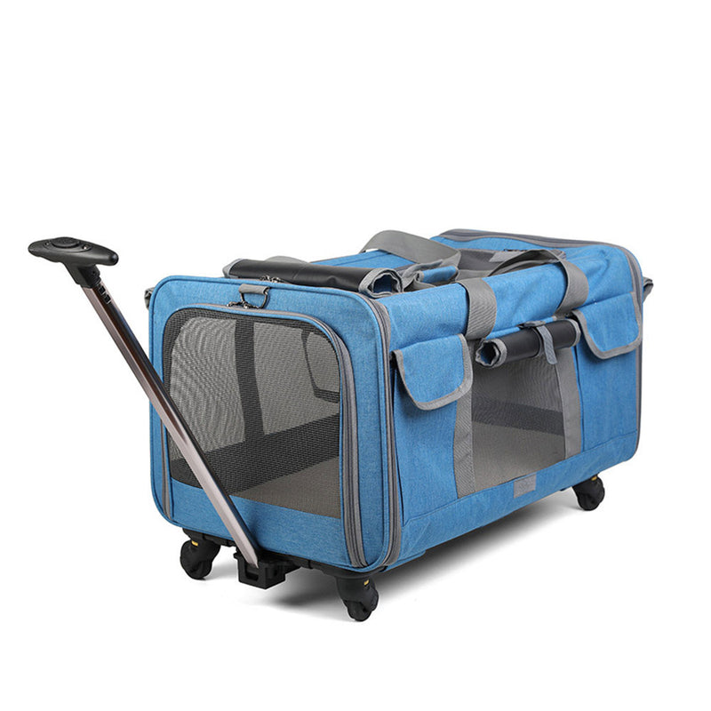 PAWS ASIA Suppliers Pet Trolley Case Detachable Breathable Foldable Large Dog Cat Carrier With Wheel