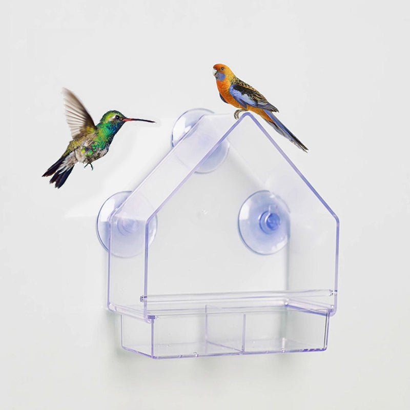 PAWS ASIA Manufacturers Acrylic Outdoor Suction Cups Window Wild Bird Feeder Food House Aviary
