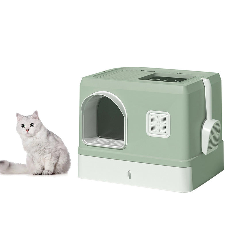 PAWS ASIA Wholesale Square Pet Toilet Cute Big Closed Splash Proof Drawer Type Cat Litter Box