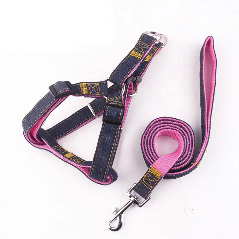 PAWS ASIA China Suppliers Custom Strong Jean Adjustable Long Dog Harness Set Pet Show Leash