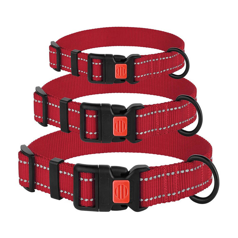 PAWS ASIA Manufacturers Sustainable Durable Plain Nylon Reflective Strong Dog Collar With Buckle