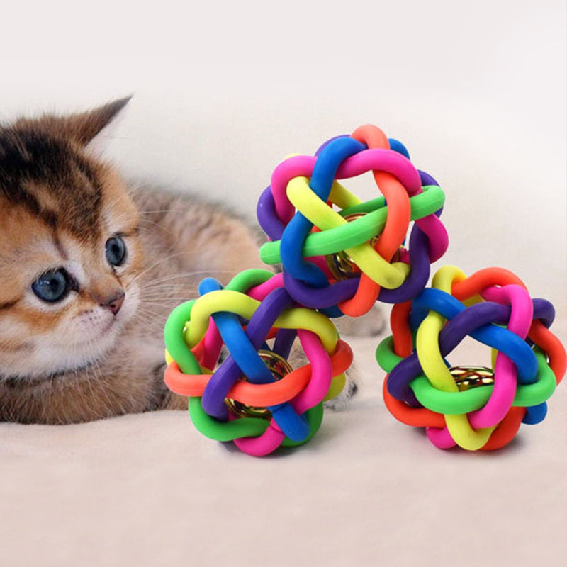 PAWS ASIA Factory Dropshipping Plastic Little Elasticity Bite Resistant Ball Cat Dog Toy With Bell