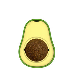 PAWS ASIA Wholesale Cute Avocado Shape Rotatable Lick Treat Teeth Clean Catnip Ball Cat Toy