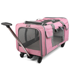 PAWS ASIA Suppliers Pet Trolley Case Detachable Breathable Foldable Large Dog Cat Carrier With Wheel