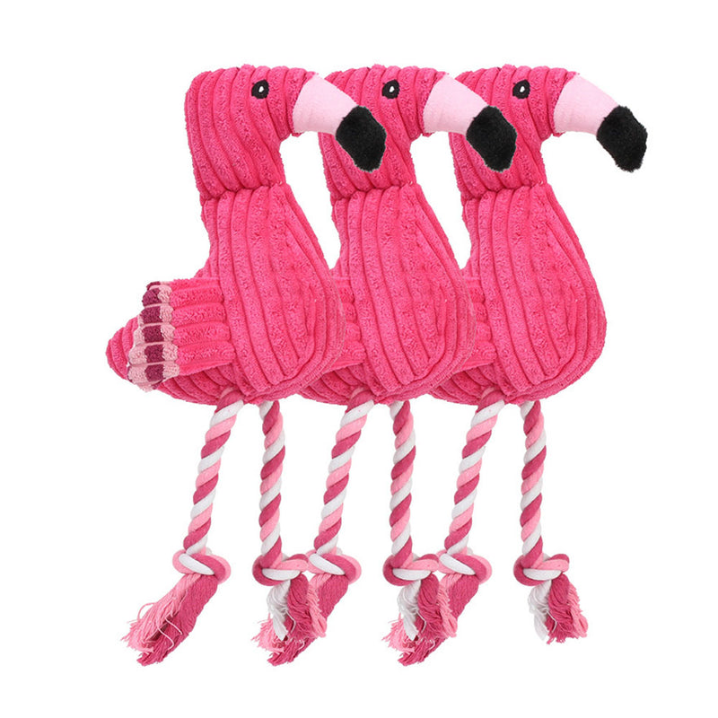 PAWS ASIA Suppliers Fashion Pink Corduroy Stuffed Squeaky Super Chewer Flamingo Dog Toy