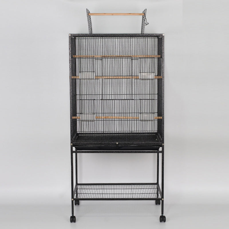 PAWS ASIA Manufacturers Hot Selling Black Metal Large Parrots Bird Cage With Tray And Shelf