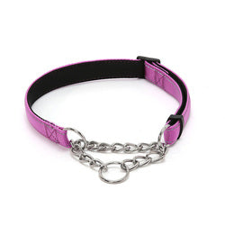 PAWS ASIA Factory Nylon Padded Reflective Adjusting Lightweight Large Dog Collar With Metal Chain