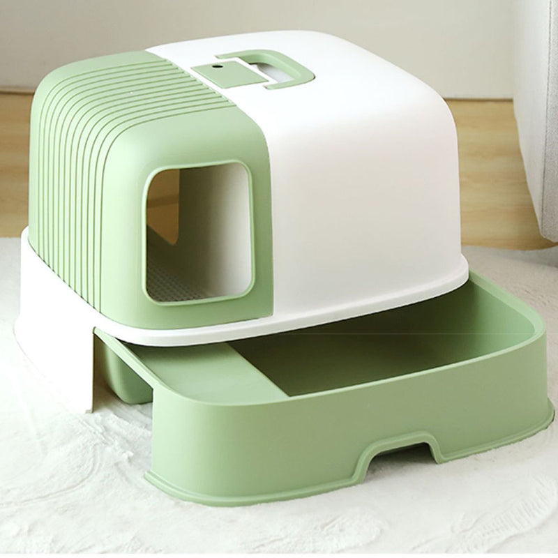 PAWS ASIA Wholesale Plastic Pet Products Cleaning Large Space Cat Litter Box With Corridor