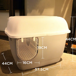 PAWS ASIA Factory Hot Selling Plastic Pink Double Layer Big Size Enclosed Cat Litter Box With Small Corridor