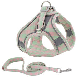 PAWS ASIA Wholesale Price Soft Cotton Reflective Stylish Pet  Cat Dog Harness With Leash