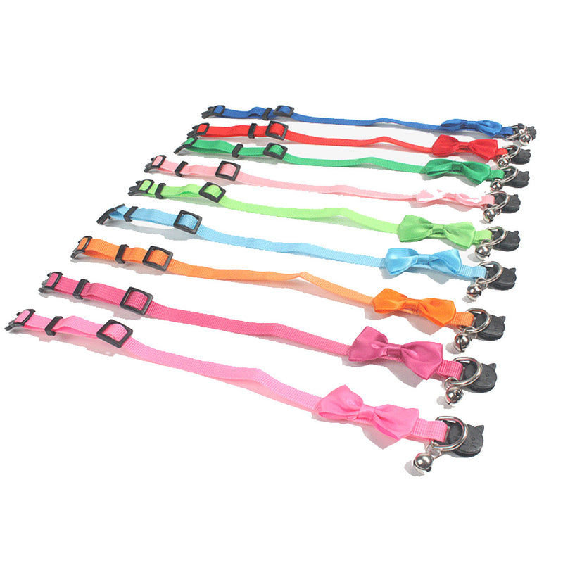 PAWS ASIA Supplier Nylon Cute Multi Color Luxury Adjustable Cat Collar Bow With Bell