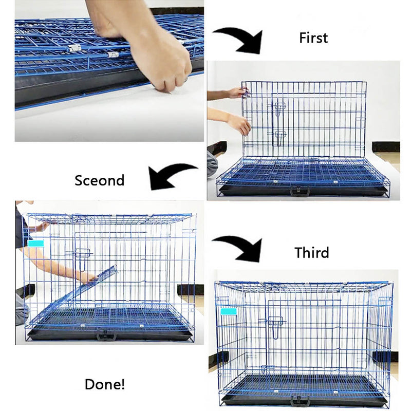 PAWS ASIA Factory High Quality Wire Stackable Large Double Door Dog Cage With Tray