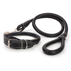 PAWS ASIA Wholesale Hot High Quality PU Leather Heavy Duty Rope Dog Leash And Collar Set