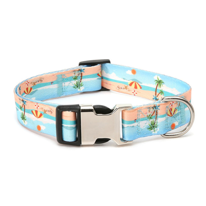 PAWS ASIA Factory Polyester Colorful Personalized Printed Engraved Metal Buckle Dog Collar Cat