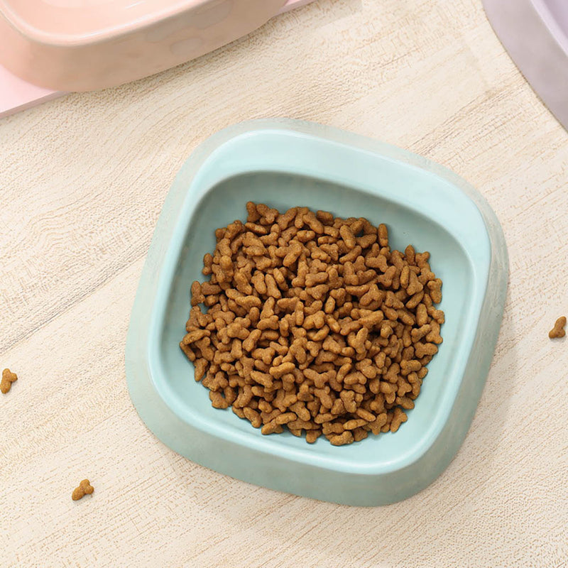 PAWS ASIA Factory High Quality Slanted Ceramic  Kawaii Rectangular Cat Bowl Feeder