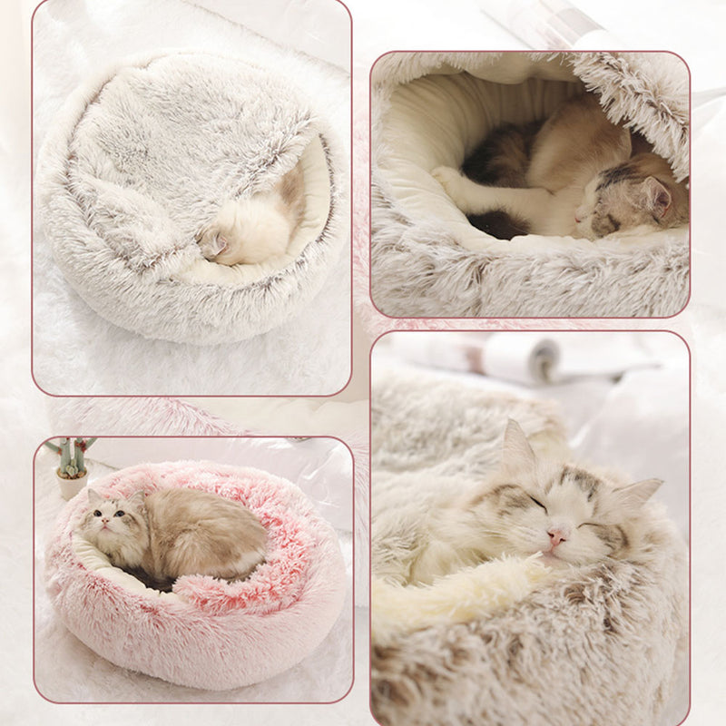 PAWS ASIA Suppliers New Stylish Hot Sale Indoor Cute Plush Soft Luxury Pet Nest Cat Bed With Blanket Cover