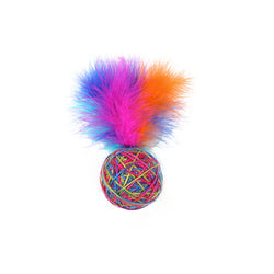 PAWS ASIA Suppliers Custom Hand Woven Colorful Stuffed Interactive Trainer Cat Ball Toy Feather