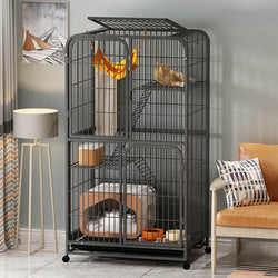 PAWS ASIA China Manufacturer Custom Made Metal Indoor Large Cat Cage 4 Layer With Tray