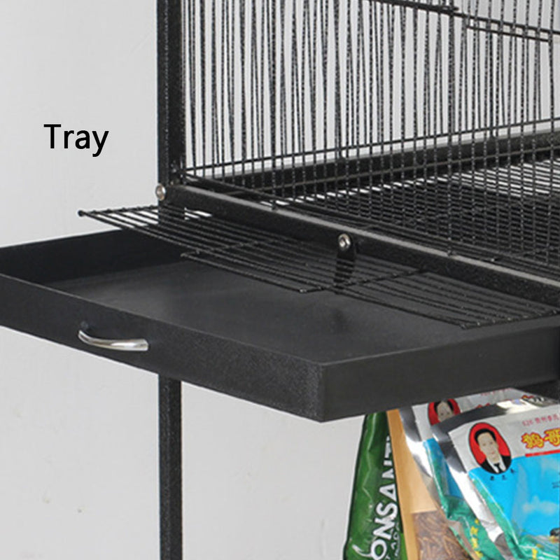 PAWS ASIA Manufacturers Hot Selling Black Metal Large Parrots Bird Cage With Tray And Shelf