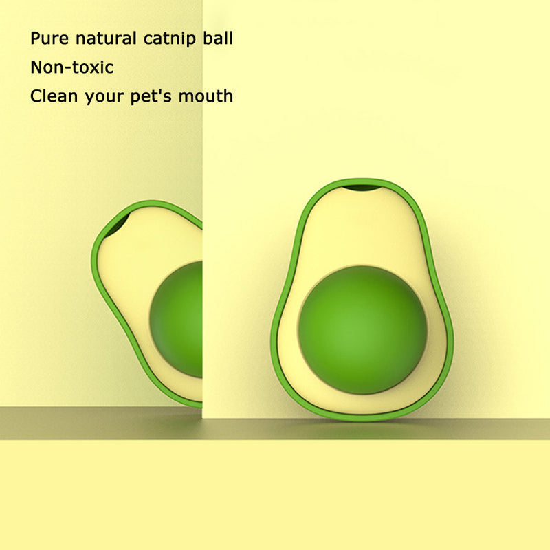 PAWS ASIA Wholesale Cute Avocado Shape Rotatable Lick Treat Teeth Clean Catnip Ball Cat Toy