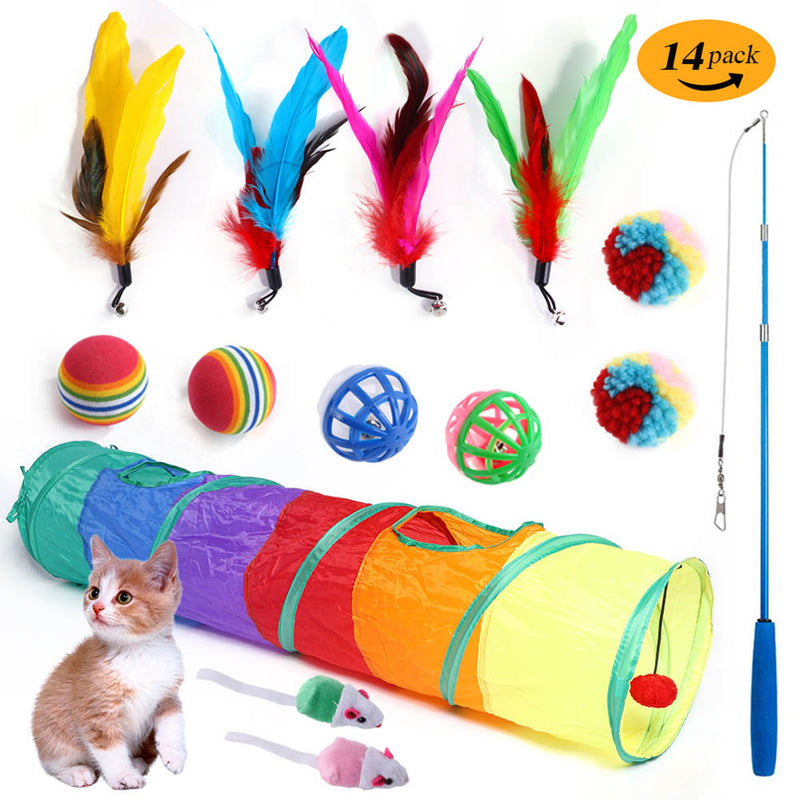 PAWS ASIA Factory Colorful Funny Interactive Foldable Tunnel Fish Mouse Cat Toy Set 24 Pack