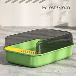 PAWS ASIA Suppliers Plastic Green Semi Closed Open Splash Proof Cat Litter Box Pet Toilet Box