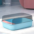 PAWS ASIA Suppliers Plastic Green Semi Closed Open Splash Proof Cat Litter Box Pet Toilet Box