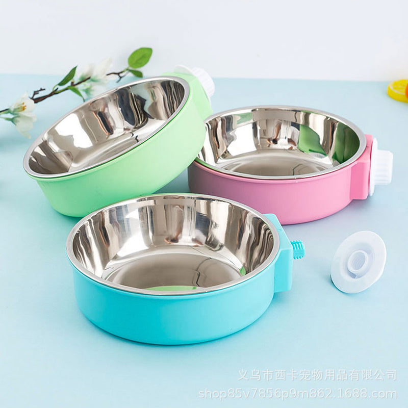 PAWS ASIA Suppliers Stainless Steel Modern Portable Adjustable Height Cage Hanging Dog Bowl