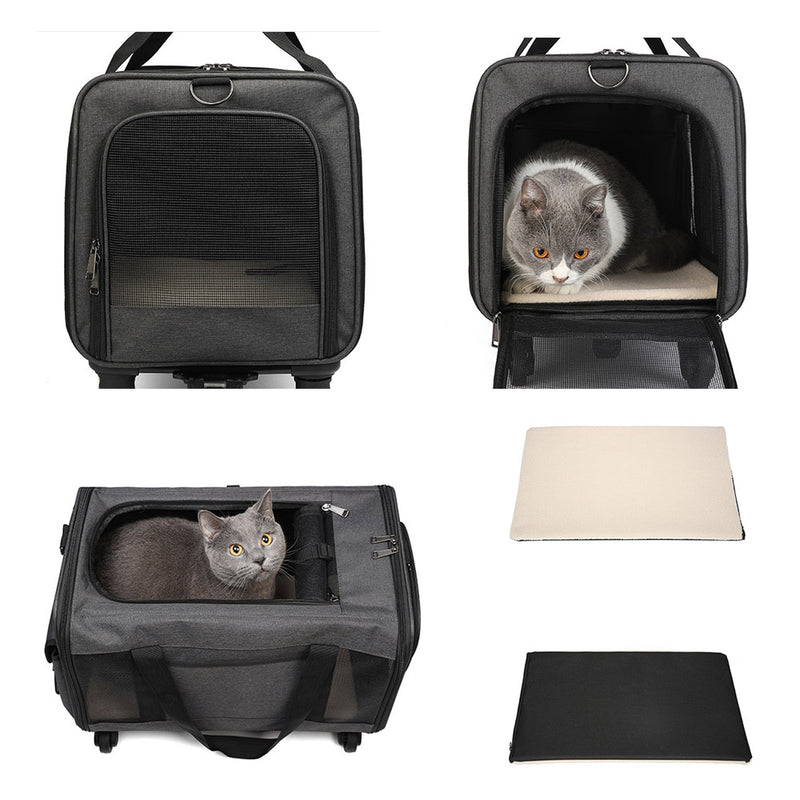 PAWS ASIA Wholesale Multifunctional Outdoor Collapsible Pet Trolley Case Cat Carrier Dog Bags With Wheels