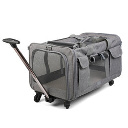 PAWS ASIA Suppliers Pet Trolley Case Detachable Breathable Foldable Large Dog Cat Carrier With Wheel