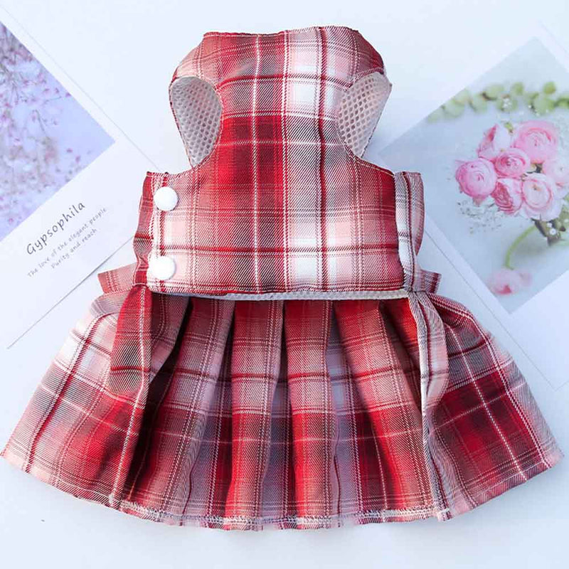 PAWS ASIA Manufacturers High Quality Luxury Cute Plaid Dog Harness Set Pet Skirt Vest For Small Dog