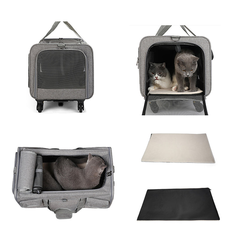 PAWS ASIA Suppliers Pet Trolley Case Detachable Breathable Foldable Large Dog Cat Carrier With Wheel