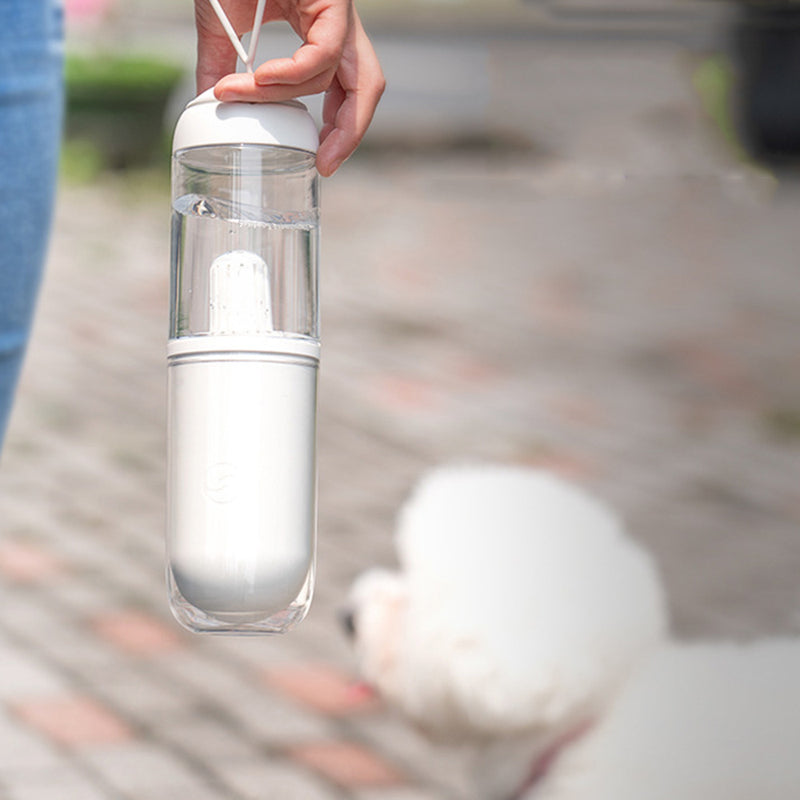 PAWS ASIA Wholesale Pet Outdoor Portable Designed Clear Dog Walk Water Bottle With Filter 330ML