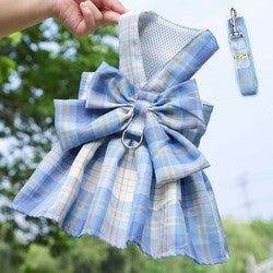 PAWS ASIA Manufacturers High Quality Luxury Cute Plaid Dog Harness Set Pet Skirt Vest For Small Dog