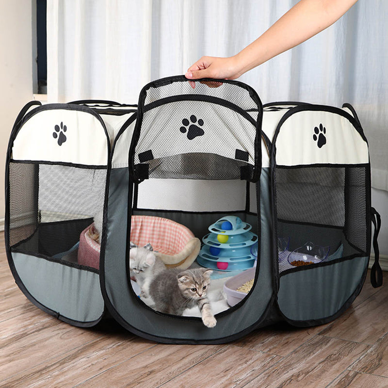 PAWS ASIA Suppliers Foldable Waterproof Oxford Breathable Mesh Dog Playpen Fence Cage Portable Pet Tent House Kennel Cat Carrier