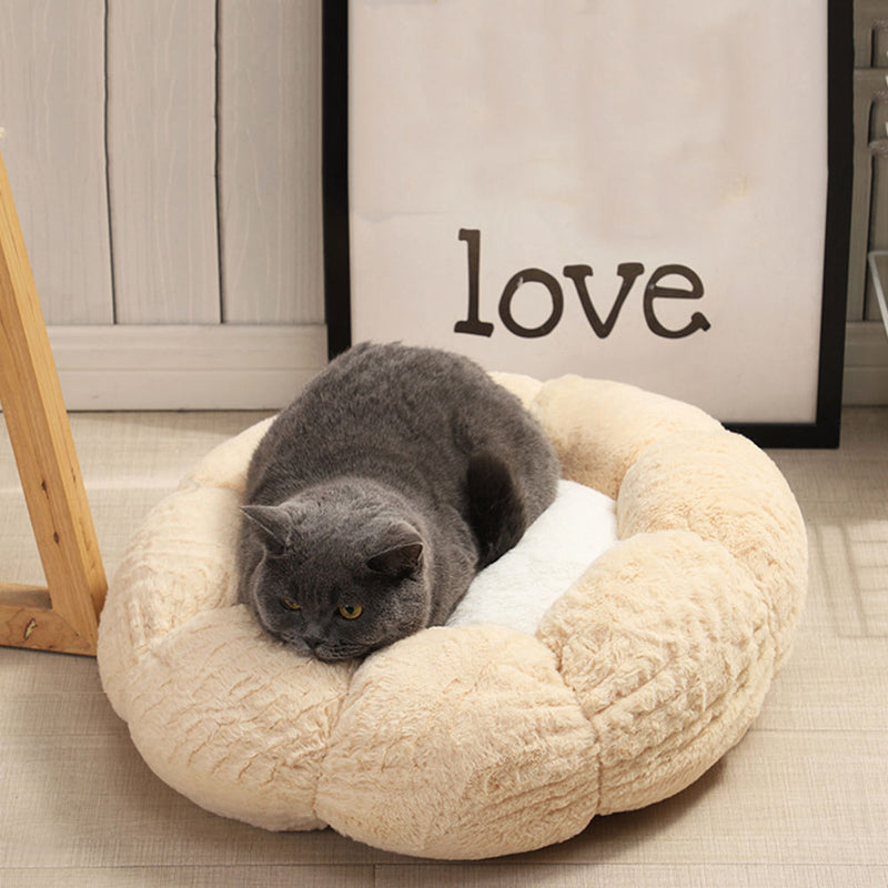 PAWS ASIA Suppliers Wholesale Novelty Fluffy Cotton Outdoor Large Round Easy Clean Deluxe Cushion Bed Pet Dog Cat