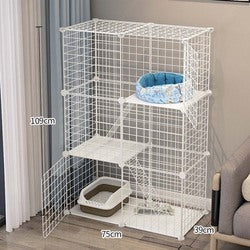 PAWS ASIA Manufacturers Cheap Indoor Large 3 Layer White Display Pet Cat Cages House