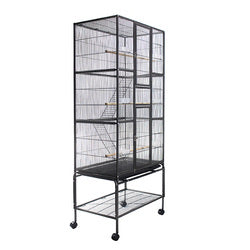 PAWS ASIA Wholesale Huge Metal Parrot Canary Pet 3 Tier Breeding Bird Cage Aviary With Tray And Wheel