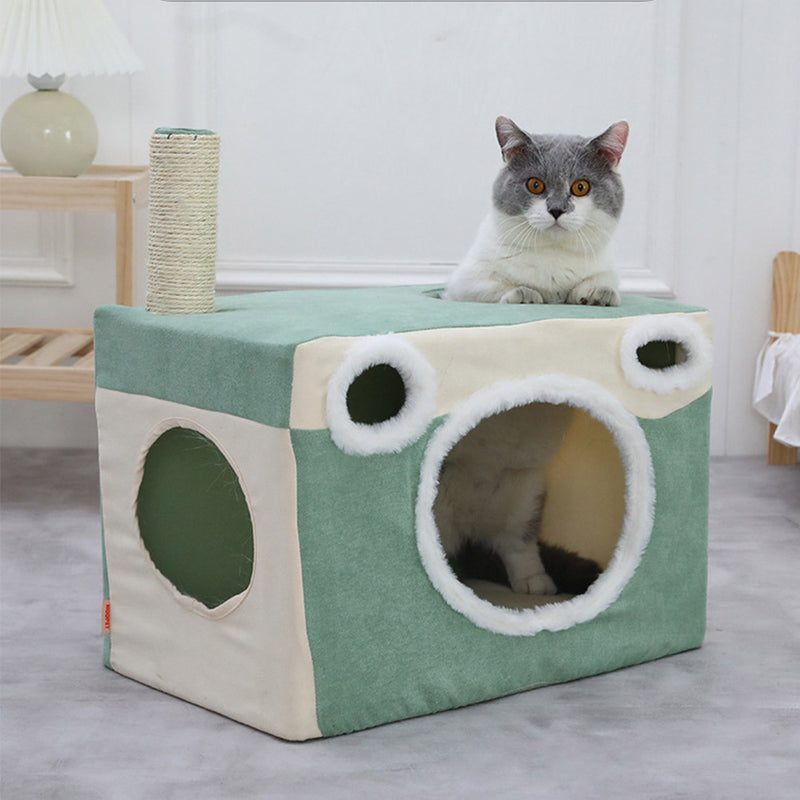 PAWS ASIA Manufacturer Sisal Cute Camera Shape Washable Foldable Cat Tunnel Toy Bed House