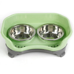 PAWS ASIA Wholesale New Spill Proof Stainless Steel Elevated Double Dog Bowl With Holder Cat Feeder