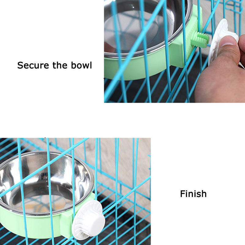 PAWS ASIA Suppliers Stainless Steel Modern Portable Adjustable Height Cage Hanging Dog Bowl